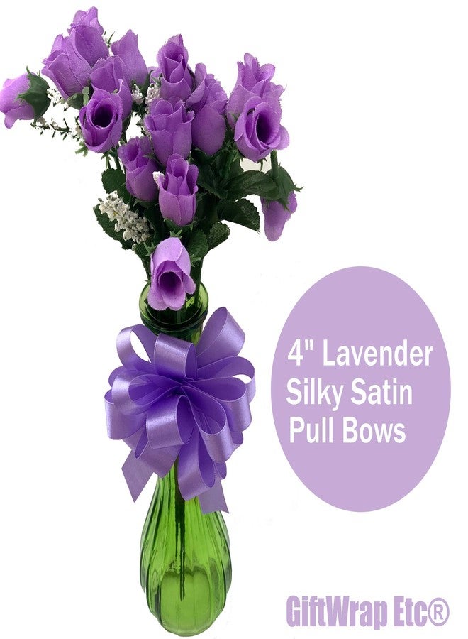GiftWrap Etc. Lavender Satin Gift Pull Bows - 4" Wide, Set of 9, Valentine's Day, V-Day, Easter, Silky Fabric Gift Bows, Mother's Day, Wedding, Baby Shower, Party Favor Decor, Birthday, Christmas - Image 2